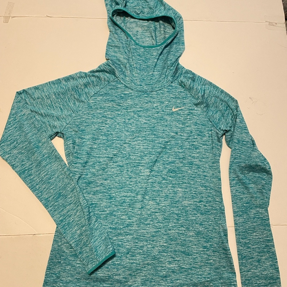 Nike Running Dri-Fit Women’s M Blue Granite "Head Cap" Pullover Hoodie Swoosh - Picture 7 of 10